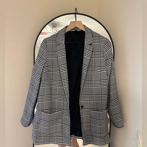 H&M Checked Straight Fit Soft Blazer with clasp